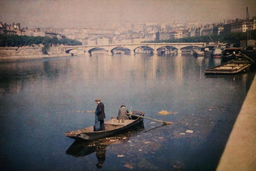 Autochrome Lumiere 1935 Lyon Pont du Change quai de Saone © Collection Institut Lumiere