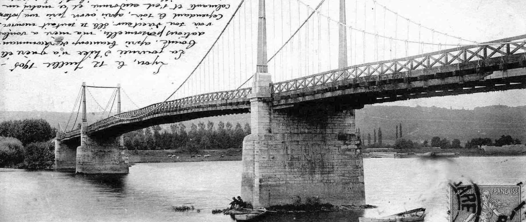 Carte postale pont suspendu Saint-Bernard © Pah Trevoux Dombes Saone Vallee