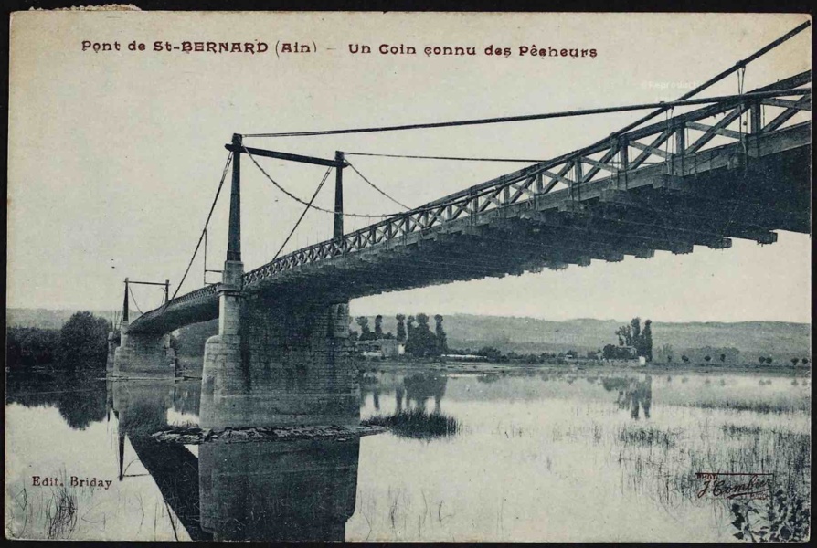Carte postale pont suspendu St Bernard © Pah Trevoux Dombes Saone Vallee