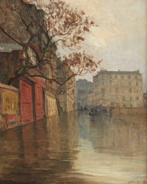 Charles Beauverie Lyon 1839 Poncins 1923 Les inondations de Lyon en 1910 huile sur toile 40 × 30 cm © Tomaselli Collection