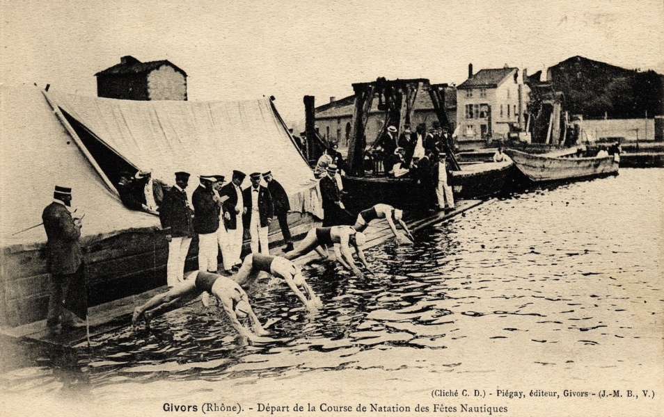 Course natation Fetes nautiques Givors © Coll Durenmatt Mdfr Bibliotheque municipale Lyon