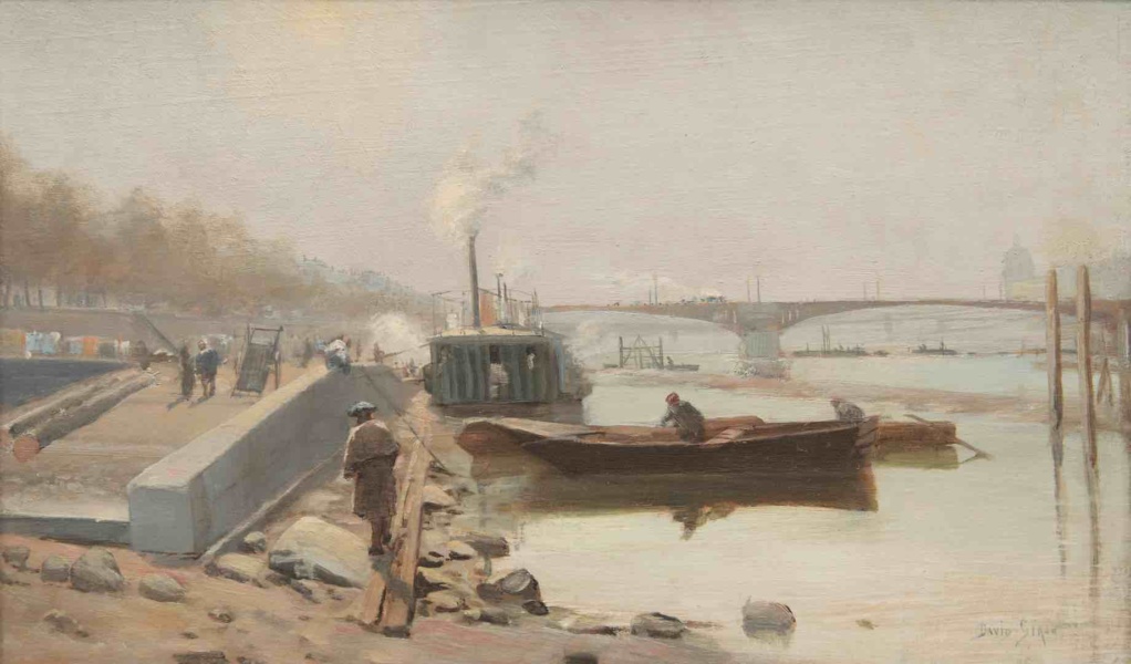 David Eugene Girin Lyon 1848 id 1917 Effets de brouillard sur les quais du Rhone huile sur toile 34 56 cm © Tomaselli Collection