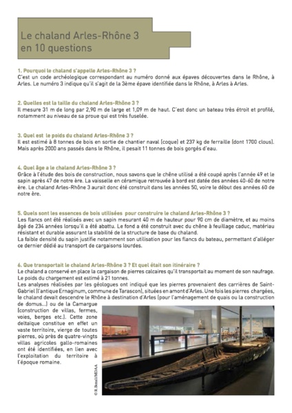 Le chaland Arles-Rhône 3 en 10 questions © Musée départemental Arles antique