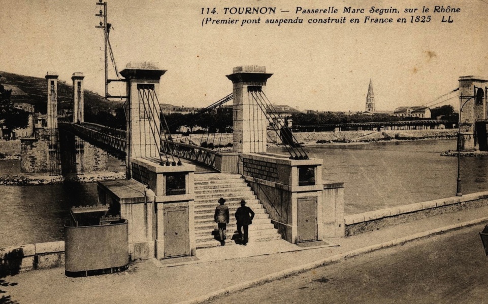 Premier pont suspendu à Tain Tournon © Coll Dürenmatt, Promofluvia- BM Lyon