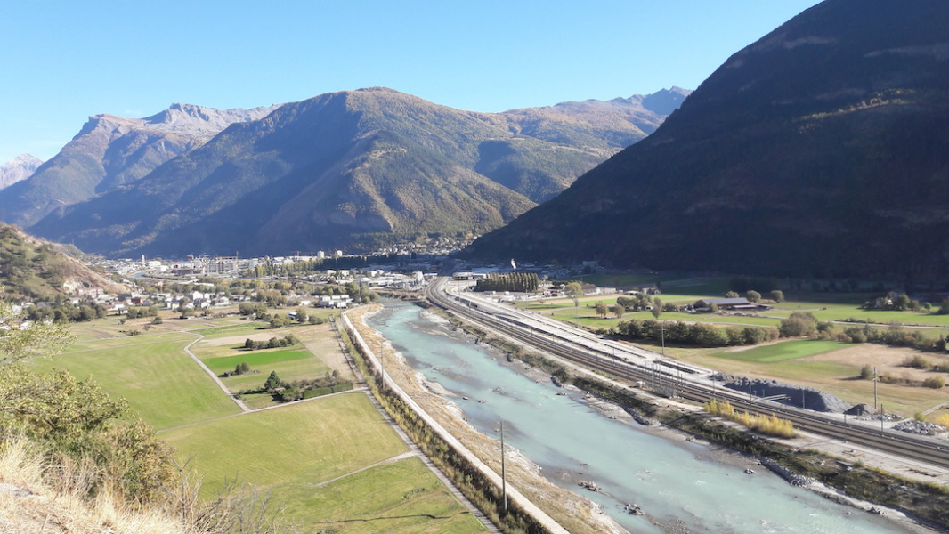 Travaux d elargissement du Rhone effectues dans la region de Viege en 2018 © DR