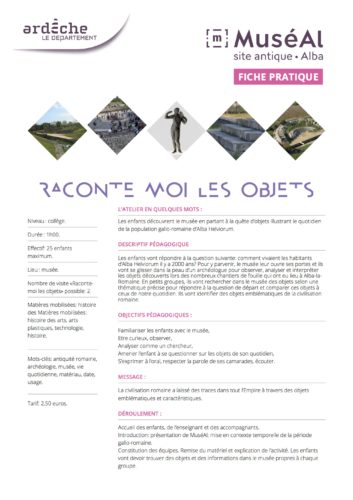 RACONTE MOI LES OBJETS collège © MuséAl