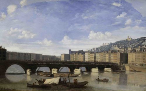 Gaspard Anrioud Chambéry 1809 Lyon 1866 Le pont du Change 1845 56 × 82 2 cm huile sur toile © Tomaselli Collection